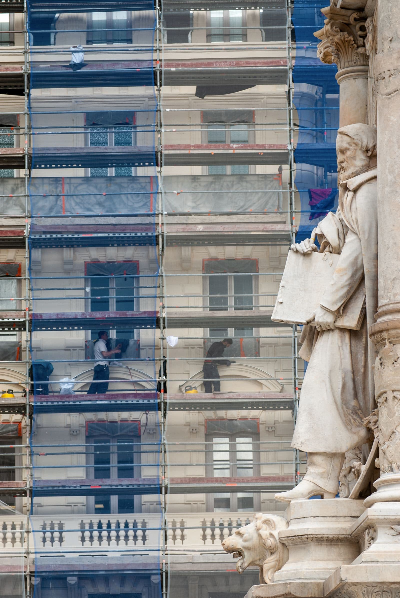 Rénovation de façade avec échafaudage